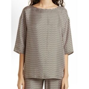 Max Mara Leisure Boa Silk Blouse Women's Size 0 Relaxed Luxury Boat Neck